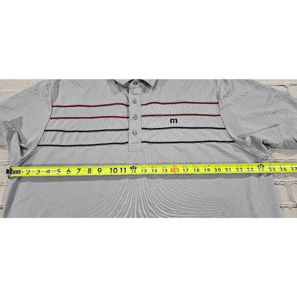 Travis Mathew Gray Blue Striped Short Sleeve Polo Shirt MENS SIZE XXL - Picture 4 of 11